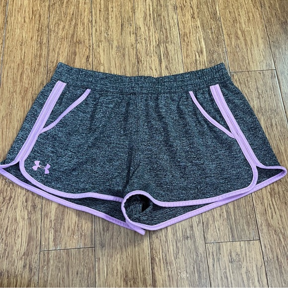 Under Armour Pants - Under Armour Women's Charcoal and Lavender Athletic Shorts